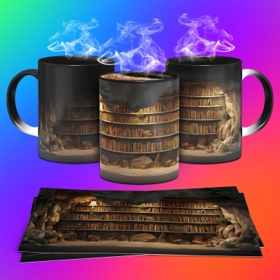 Caneca Biblioteca Imagem 3D