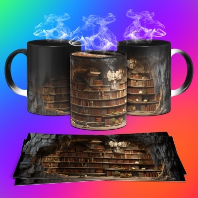 Caneca Biblioteca Imagem 3D