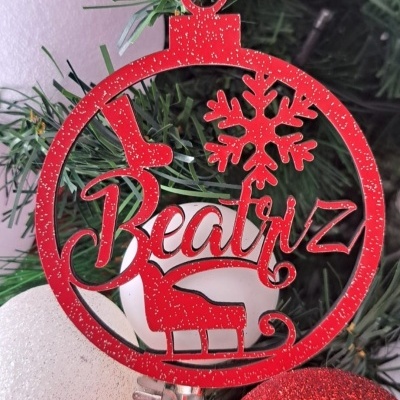 Bolas de Natal com Nome Personalizado MDF