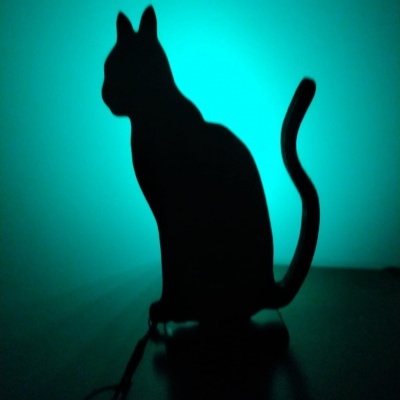 Candeeiro Led Personalizado "Gato" Preto
