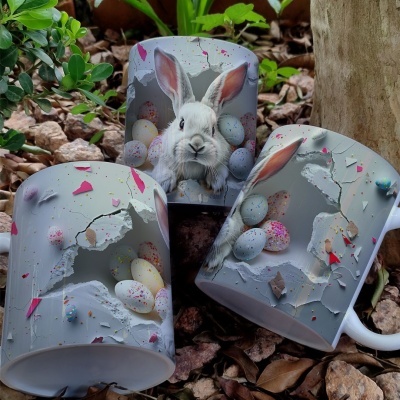 Caneca Ovinhos Páscoa Imagem  3D