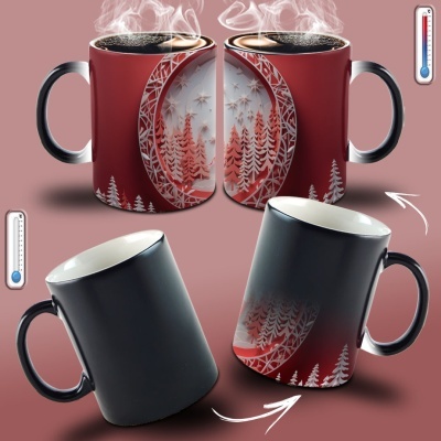 Caneca Natal Vermelho Imagem 3D