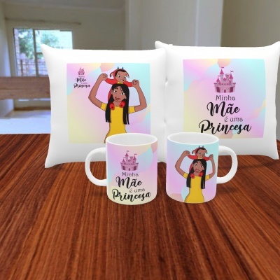 Pack Caneca e Capa de Almofada Mãe Princesa - 11 Imagens