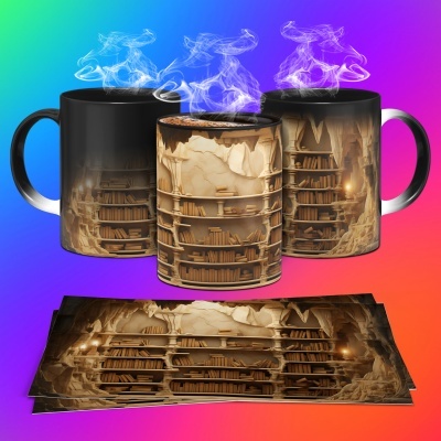 Caneca Biblioteca Imagem 3D