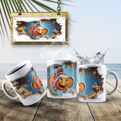 Caneca Peixinhos  Imagem 3D