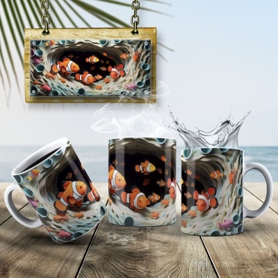 Caneca Peixinhos  Imagem 3D