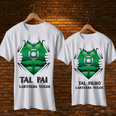 Par T-shirts Tal Pai Tal Filho Super Heróis Par T-shirts Tal Pai Tal Filho Super Heróis