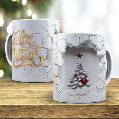 Caneca Feliz Natal Imagem 3D