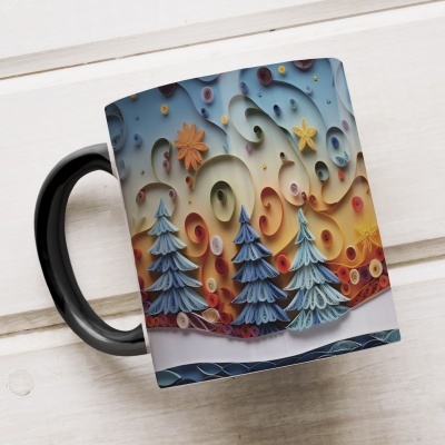 Caneca Natal em Festa Imagem 3D