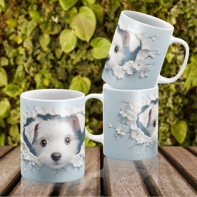 Caneca Cães Imagem  3D