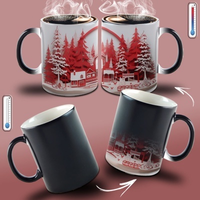 Caneca Natal Vermelho Imagem 3D