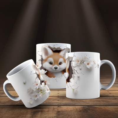 Caneca Animais Fofinhos Imagem 3D