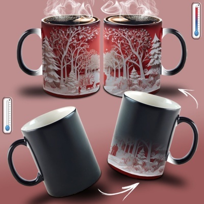 Caneca Natal Vermelho Imagem 3D