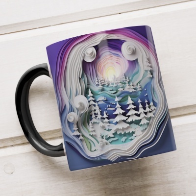 Caneca Natal em Festa Imagem 3D