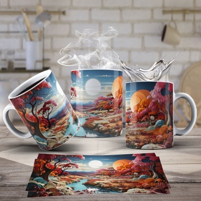 Caneca Montanha Imagem 3D