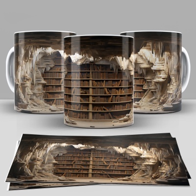 Caneca Biblioteca Imagem 3D
