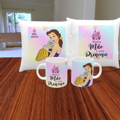 Pack Caneca e Capa de Almofada Mãe Princesa - 11 Imagens