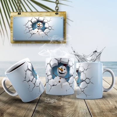 Caneca Natal Boneco de Neve Imagem  3D