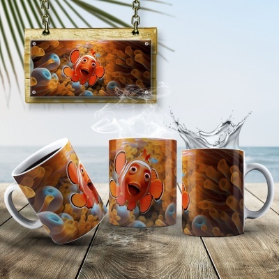 Caneca Peixinhos  Imagem 3D