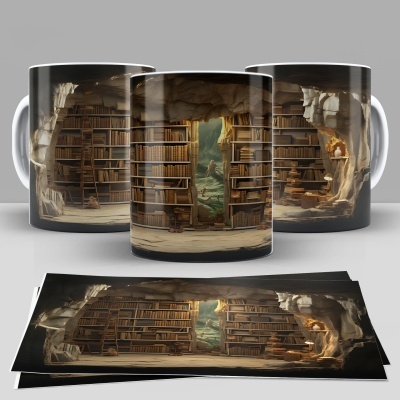 Caneca Biblioteca Imagem 3D