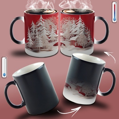 Caneca Natal Vermelho Imagem 3D