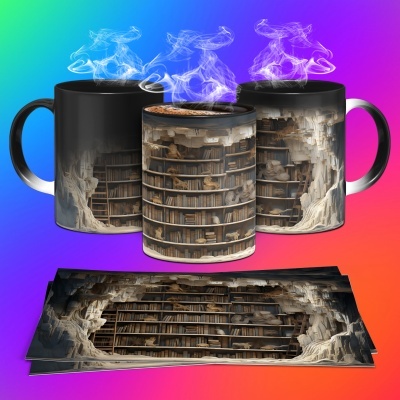 Caneca Biblioteca Imagem 3D