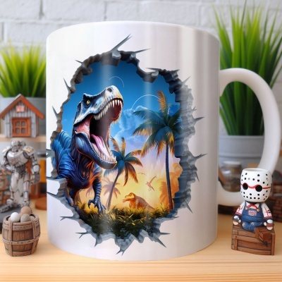 Caneca Tiranossauro Imagem 3D