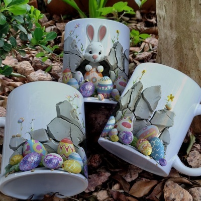 Caneca Ovinhos Páscoa Imagem  3D