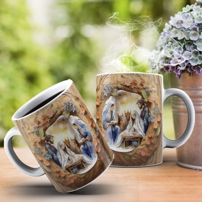 Caneca Presépio Imagem  3D