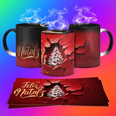 Caneca Feliz Natal Imagem 3D