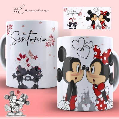 Caneca Coleção Emoções Minnie e Mickey