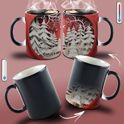 Caneca Natal Vermelho Imagem 3D