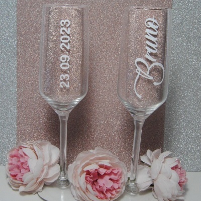 Copo Flute personalizado para Casamento, festas, batizado