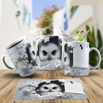 Caneca Coruja Imagem  3D