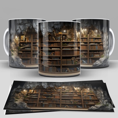Caneca Biblioteca Imagem 3D