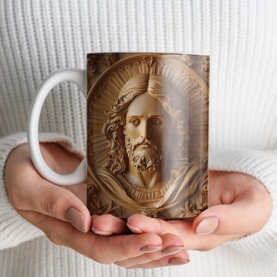 Caneca Jesus Cristo em Madeira