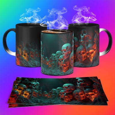 Caneca Caveiras Imagem  3D