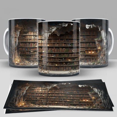 Caneca Biblioteca Imagem 3D