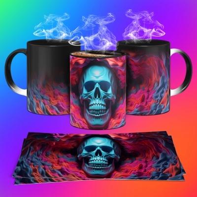 Caneca Caveiras Imagem  3D