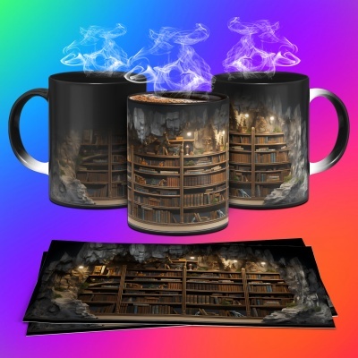 Caneca Biblioteca Imagem 3D