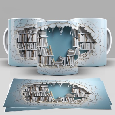 Caneca Biblioteca Imagem 3D