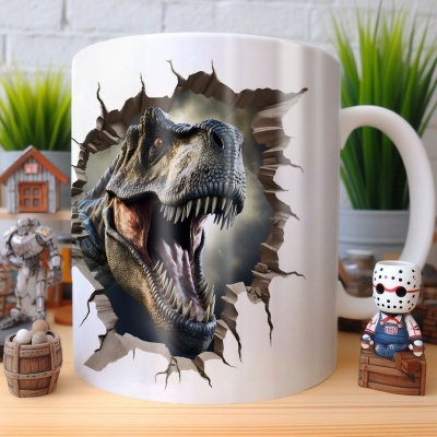 Caneca Tiranossauro Imagem 3D