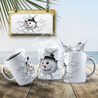 Caneca Natal Boneco de Neve Imagem  3D
