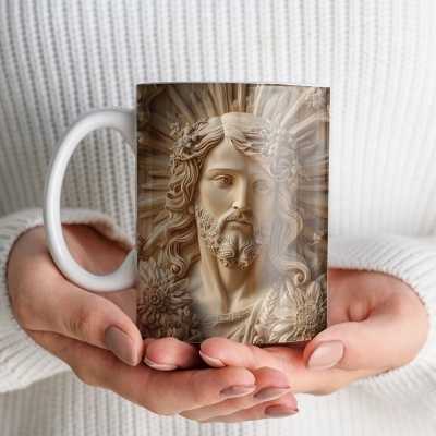 Caneca Jesus Cristo em Madeira