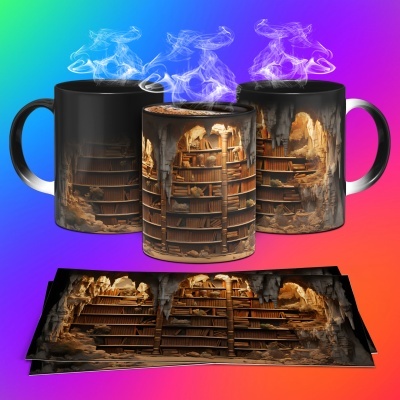 Caneca Biblioteca Imagem 3D