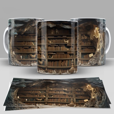 Caneca Biblioteca Imagem 3D