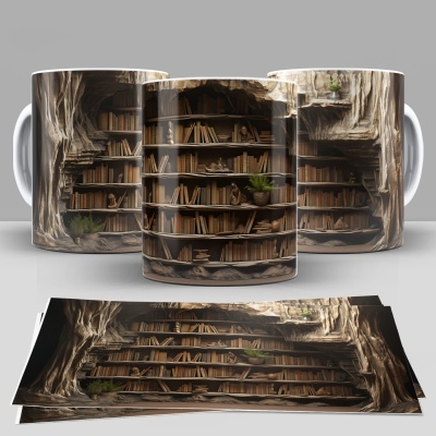 Caneca Biblioteca Imagem 3D