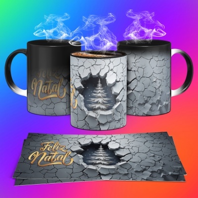 Caneca Feliz Natal Imagem 3D