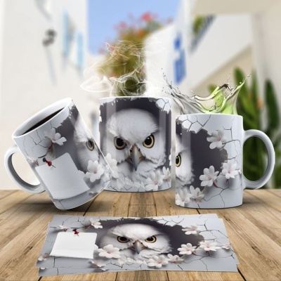 Caneca Coruja Imagem  3D