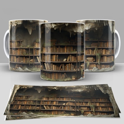 Caneca Biblioteca Imagem 3D